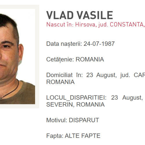 Dispariția lui Vlad Vasile, un bărbat din 23 August