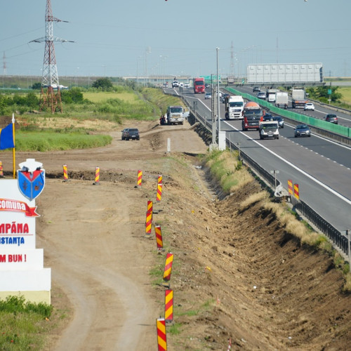 Lucrări la nodul rutier de pe autostrada A4 din Cumpana, Agigea