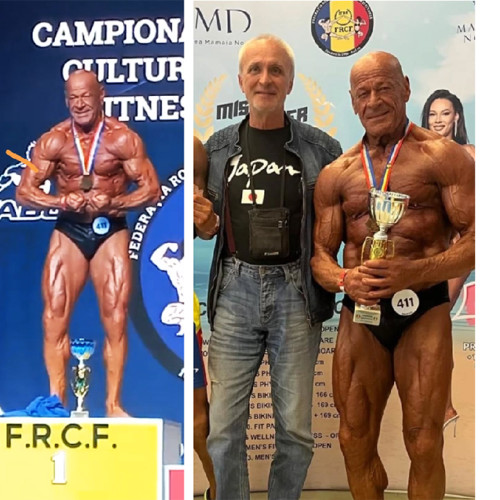 Vasile Serban, campion national la culturism la peste 60 de ani, a sărbătorit cu mândrie obținerea titlului cu numărul 20