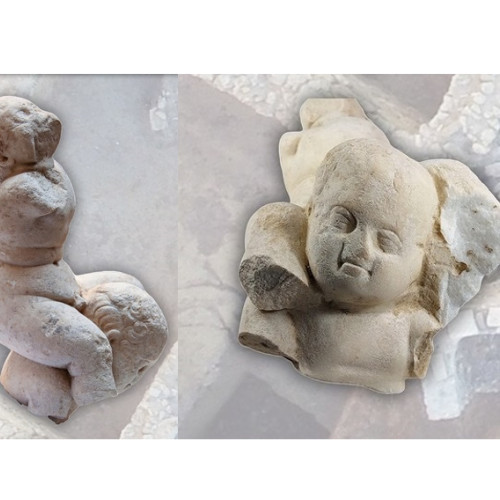 sculptură fragmentară din marmură albă, descoperită la tomis, ilustrează un joc antic