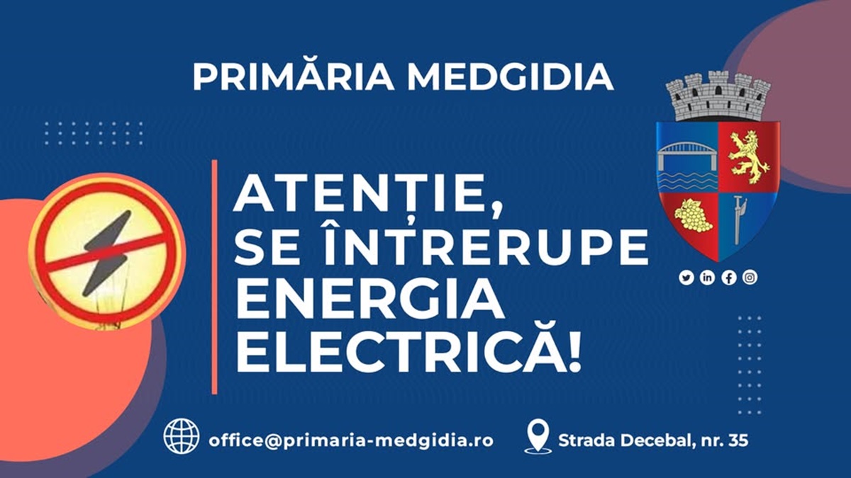 Întreruperi programate ale energiei electrice în Medgidia pentru lucrări de mentenanță