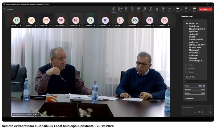 Consiliul Local Constanța discută stabilirea prețului gigacaloriei și noi spații publice
